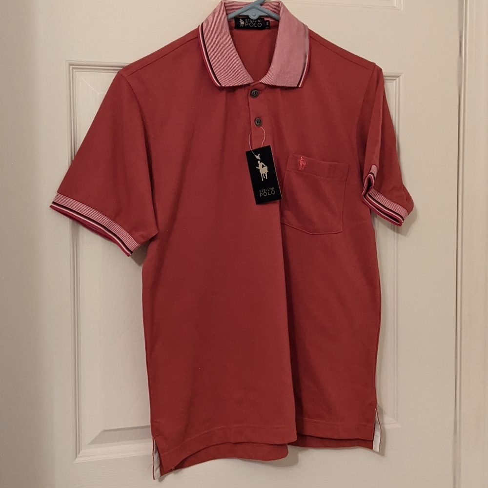 NWT Stellini Polo Button-Up Polo, Copper Red